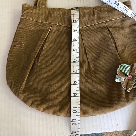LiLu Very Cute Fun Tan Corduroy Floral Purse Bag - Picture 8 of 11
